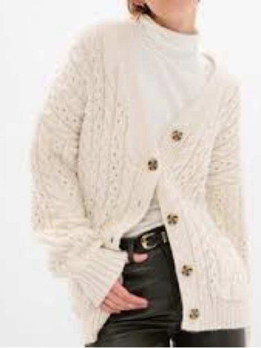 GAP Cream Cable Knit Button-Front “Boyfriend” Women's Cardigan